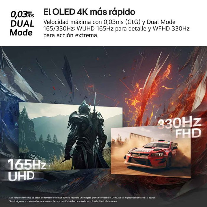 LG UltraGear 32GX850A-B 4K OLED 165Hz 330Hz Dual Mode 32 pulgadas